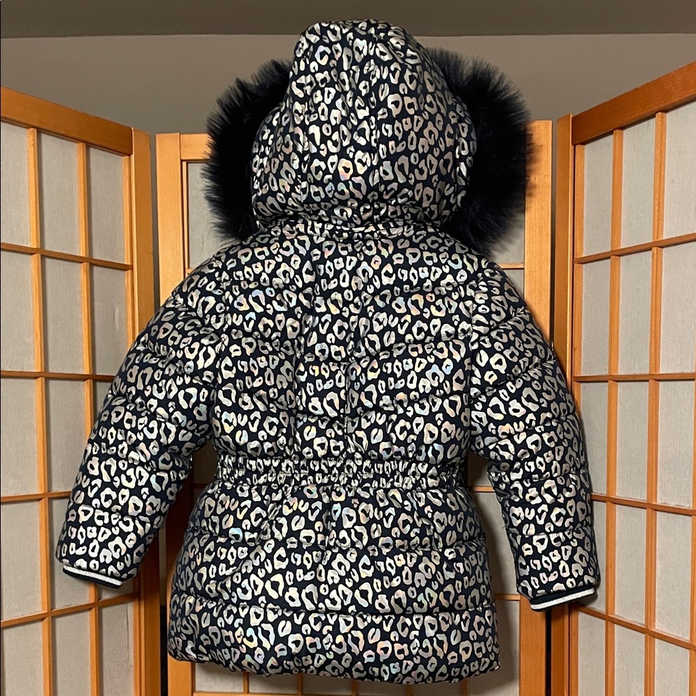 Members Mark Toddler Girl 3T Leopard Print Heavy Coat Faux Fur Detachable Hood - Picture 5 of 7